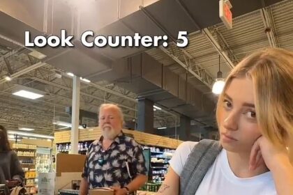 OnlyFans model attempts to film herself being ‘looked at’ while in line at a grocery store checkout – but the stunt backfires spectacularly